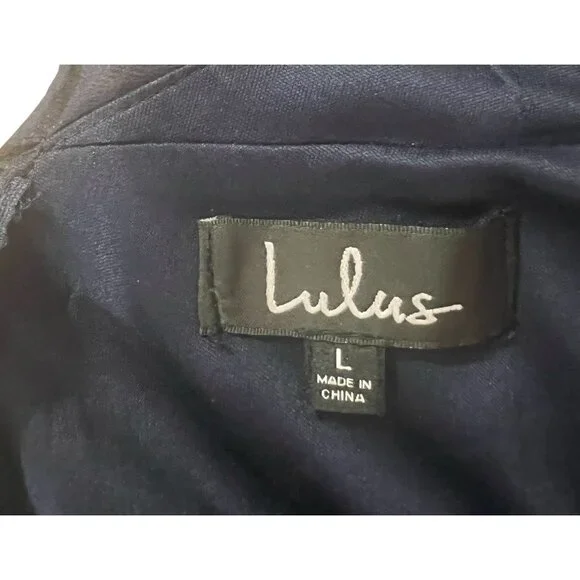 Lulus Metropolitan Navy Blue Ruffled Maxi Dress Large V Neck Sleeveless - Picture 10 of 16